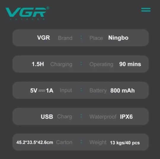 Зображення Бритва-тример 3 в 1 VGR V-633 тример для носа та вух, LED-дисплей