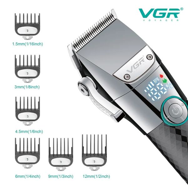 Профессиональная беспроводная машинка для стрижки волос VGR V-682 с зарядной базой