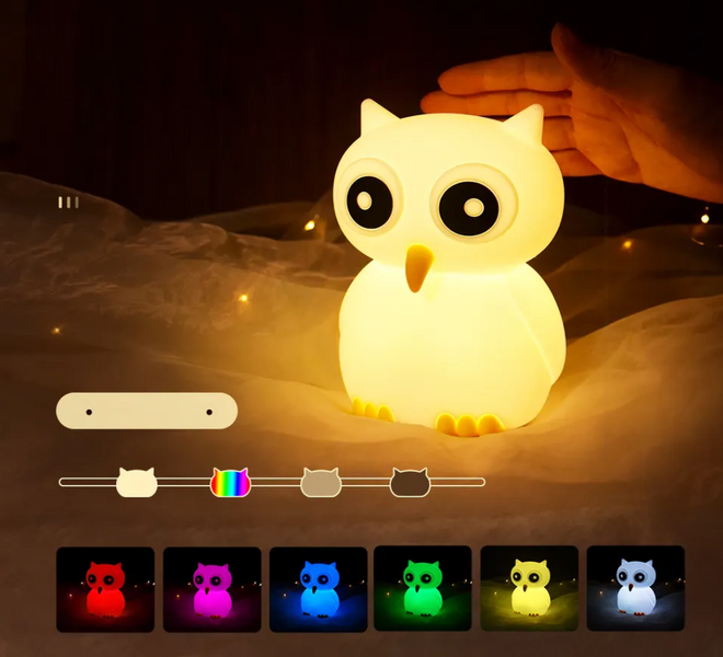 Картинка Силиконовый ночник Совенок с сенсорным управлением 7 цветов