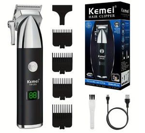 Професійна машинка для стрижки волосся триммер Kemei KM-253 з насадками та дисплеєм