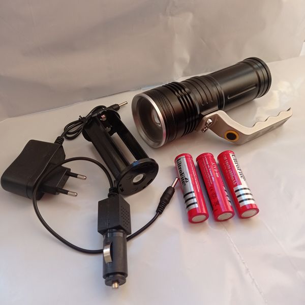 Зображення Потужний ліхтар акумуляторний водостійкий XPG/XM-L T6 три акумулятори