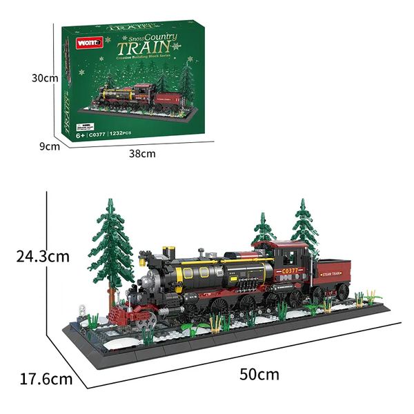 Конструктор поезд Snow Counrty TRAIN розивающий WOMA 1232 деталей