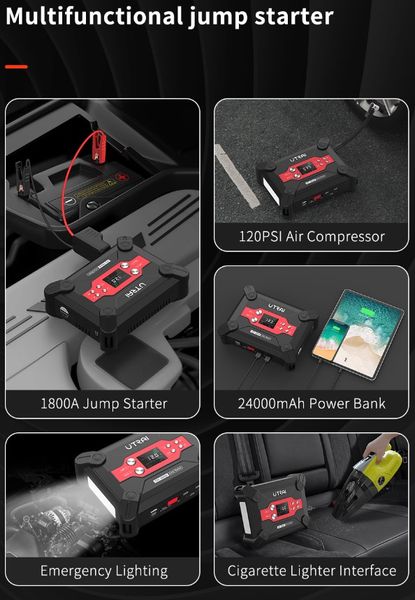 Картинка Пусковое автомобильное устройство Jump Starter UTRAI Jstar 6 1800A/24000mAh 4в1