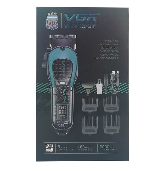 Машинка для стрижки VGR V-692 Аккумуляторная 4 насадки