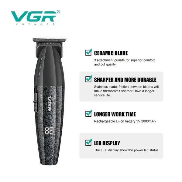Професійний тример для волосся бороди та вусів VGR V-640T Акумуляторний