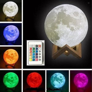 Картинка 3D ночник-светильник Луна 15 см с пультом