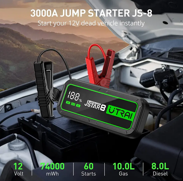 Картинка Автомобильное пусковое устройство Jump Starter UTRAI JSTAR 8 3000А 20000 мАч Бустер
