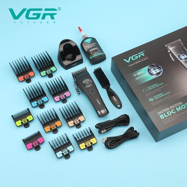 Професійна машинка для стрижки VGR V-880C Тример акумуляторний 11 насадок