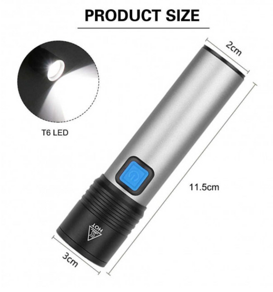 Зображення Ліхтарик BL K31 USB Сірий