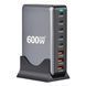 Фотографія Блок живлення Type-C зарядний пристрій USB Хаб GaN 600W (600Вт) Швидка Зарядка для ноутбука та телефону PD 140W