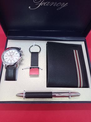 Зображення Чоловічий подарунковий набір: ручка, брелок, годинник, портмоне Коричневий