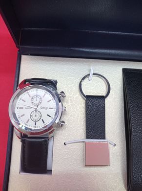Зображення Чоловічий подарунковий набір: ручка, брелок, годинник, портмоне Коричневий