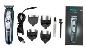 Машинка для стрижки волосся VGR V-055 акумуляторна з насадками, Чорний