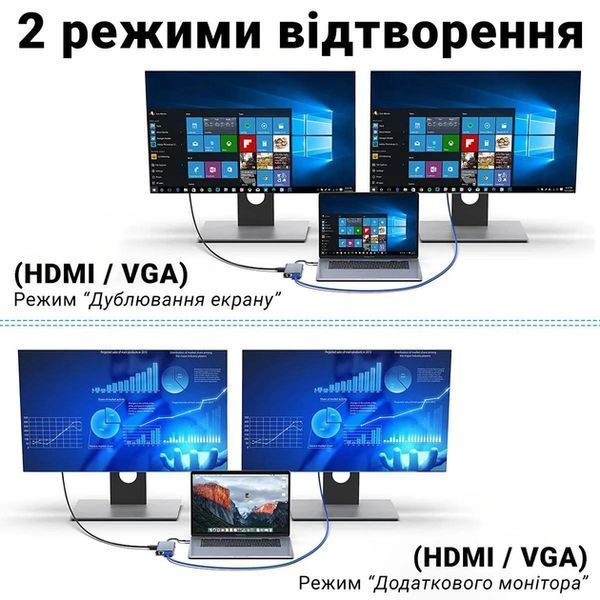 Картинка Type-C Hub Хаб 11 в 1 (USB, HDMI, VGA, LAN, SD-карта, Jack 3.5 mm, Type-C)