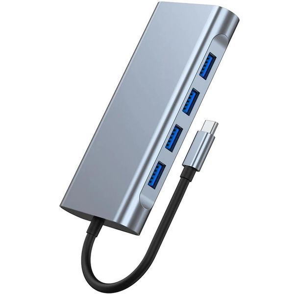 Картинка Type-C Hub Хаб 11 в 1 (USB, HDMI, VGA, LAN, SD-карта, Jack 3.5 mm, Type-C)