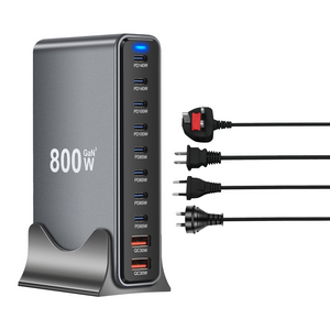 Картинка Блок питания USB-C зарядное устройство USB Хаб GaN 800W (800Вт) Быстрая зарядка для ноутбука и телефона PD 140W