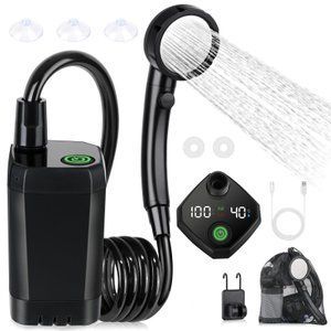 Картинка Портативный аккумуляторный душ для кемпинга Portable shower с цифровым дисплеем