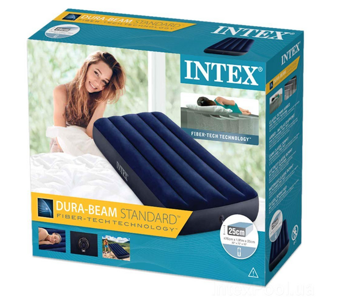 Картинка Надувной матрас кровать Intex 76 x 191 x 25 cм одноместный