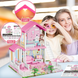 Дитячий будиночок для ляльок - вілла на 2 поверхи 3 кімнати з меблями та терасою для відпочинку