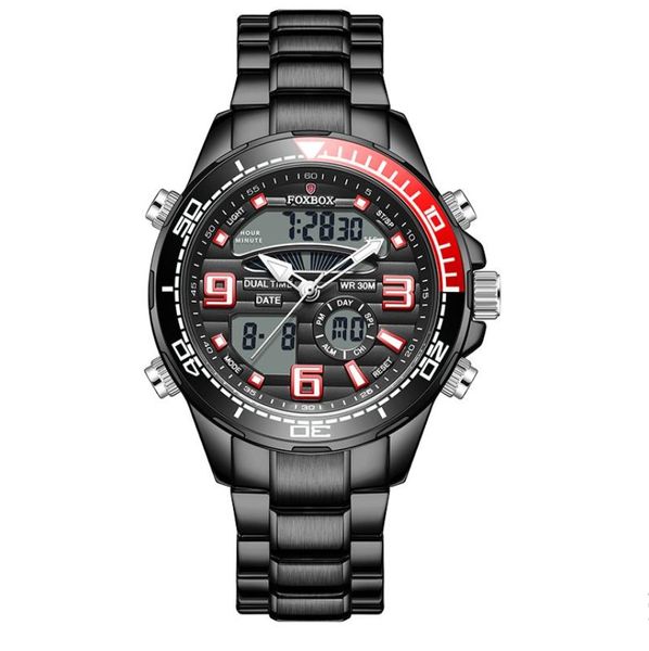 Картинка Мужские часы Lige Foxbox водонепроницаемый металлический ремешок Черный
