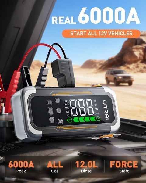 Зображення Пусковий автомобільний пристрій Jump Starter UTRAI JS-40  6000A / 10000mAh з вбудованим компресором 150 PSI